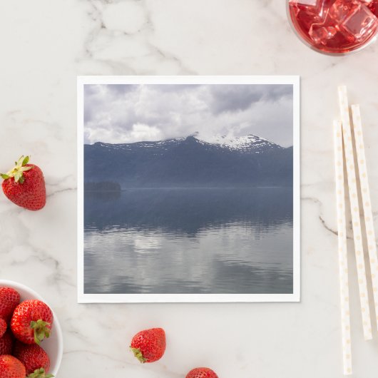 Serviette En Papier Misty Alaskan Sea dans les tons bleu (En situation)