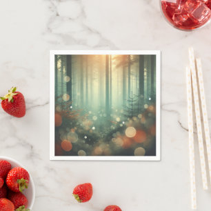 Serviette En Papier Misty Autumnal Morning Forest Bokeh Découpage