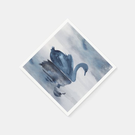 Serviette En Papier Misty Reflections | Dusty Blue Swan Lake Mariage (Coin)