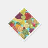 Serviette En Papier Mixed Tropical Fruit Illustration Pattern (Coin)