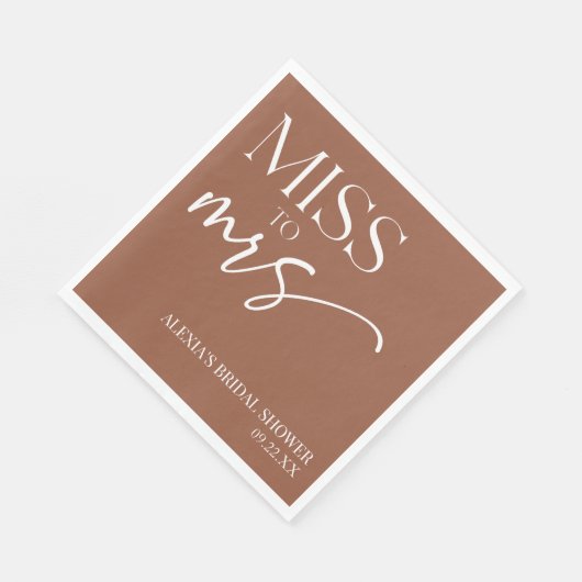 Serviette En Papier Mlle À Mme Brown Boho Fête des mariées bohème (Coin)