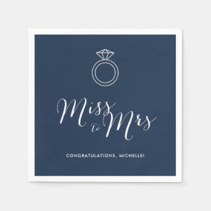 Serviette En Papier Mlle à Mme Fête des mariées Napkin   Bleu Marine