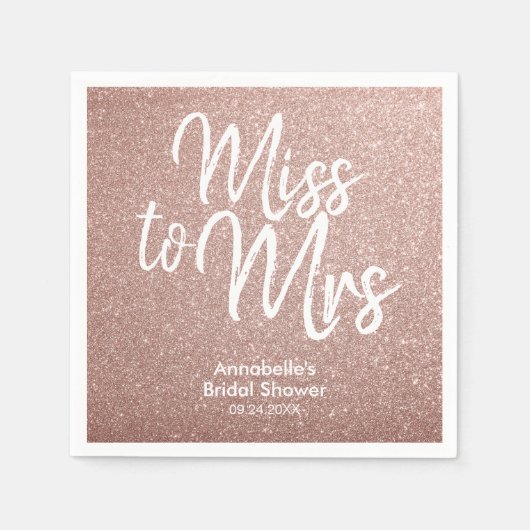 Serviette En Papier Mlle à Mme Fête des mariées Rose Parties scintilla (Devant)
