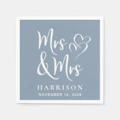 Serviette En Papier Mme Dusty - Réception de mariage bleu (Devant)
