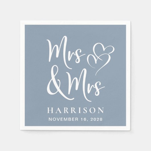 Serviette En Papier Mme Dusty - Réception de mariage bleu (Devant)