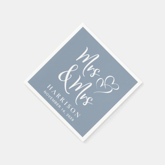 Serviette En Papier Mme Dusty - Réception de mariage bleu (Coin)