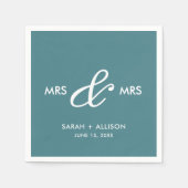 Serviette En Papier Mme et Mme Lesbian Mariage Turquoise Napkins (Devant)