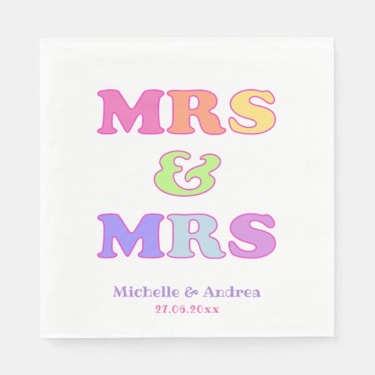 Serviette En Papier Mme & Mme | Joli Mariage gris coloré (Devant)