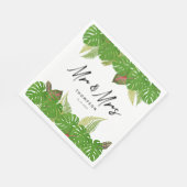 Serviette En Papier Mme Modern Tropical Feuille Script Mariage (Coin)