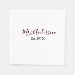 Serviette En Papier Mme nom nom de famille noir rose est année moderne