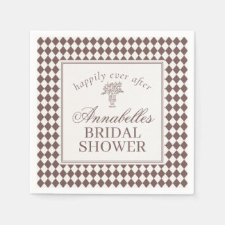 Serviette En Papier Mocha Brown Harlequin Checkered Bridal Shower