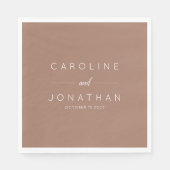 Serviette En Papier Mocha minimal moderne Script Brown Mariage personn (Devant)
