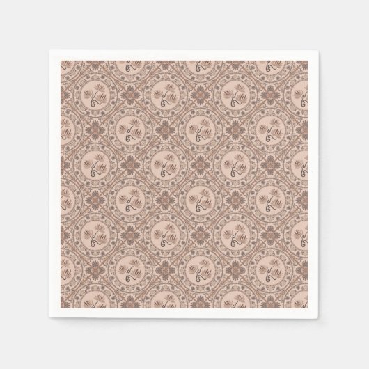 Serviette En Papier Mocha Rococo Revival Mandala Geo Tile Decoupage (Devant)