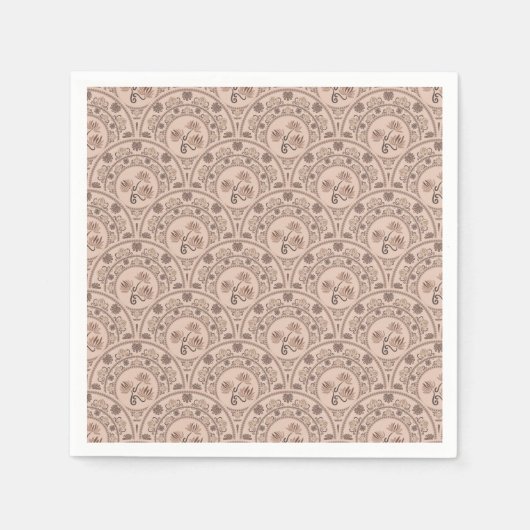 Serviette En Papier Mocha Rococo Revival Mandala Scallop Découpage (Devant)