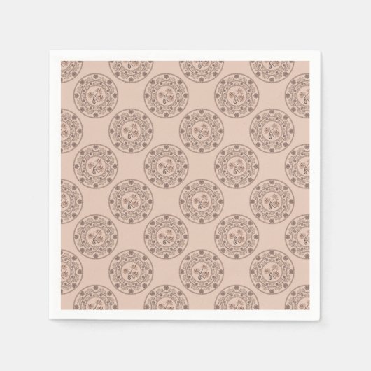 Serviette En Papier Mocha Rococo Revival Polka Dot Mandala Découpage (Devant)