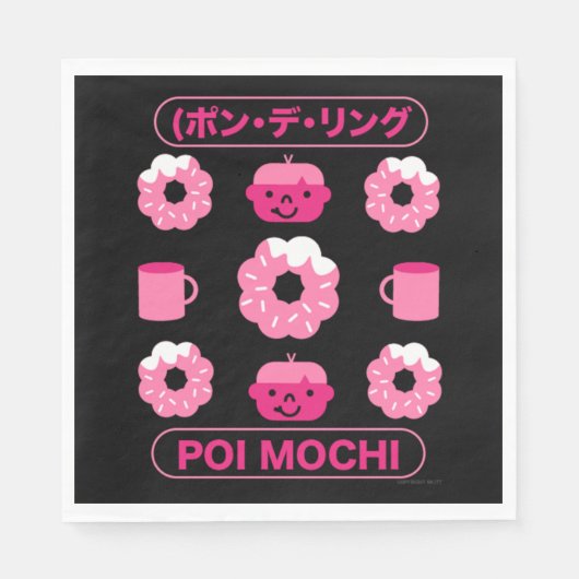 Serviette En Papier Mochi Donuts Poi Mochi Et Café (Devant)