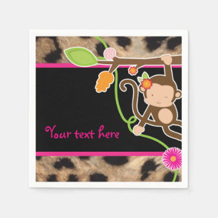 Serviette En Papier Mod Singe Girls Chic Jungle Party Napkins
