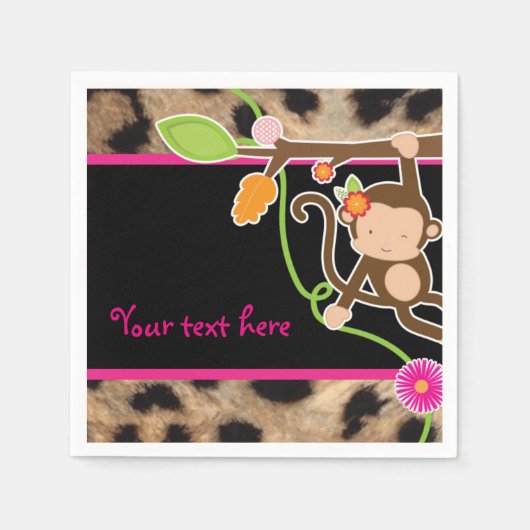 Serviette En Papier Mod Singe Girls Chic Jungle Party Napkins (Devant)