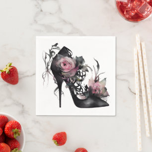 Serviette En Papier Mode gothique Stiletto talon avec Roses rose mauve