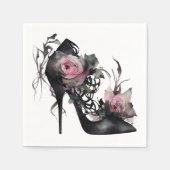 Serviette En Papier Mode gothique Stiletto talon avec Roses rose mauve (Devant)
