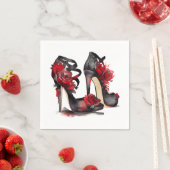 Serviette En Papier Mode Vampy | Strappy Ankle Stilettos avec Rose (En situation)