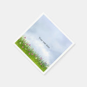 Serviette En Papier Modèle, Ciel bleu et Fleurs d'été, (Coin)