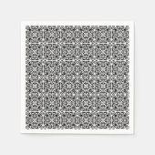 Serviette En Papier Modèle Damas médiéval, noir et blanc (Devant)