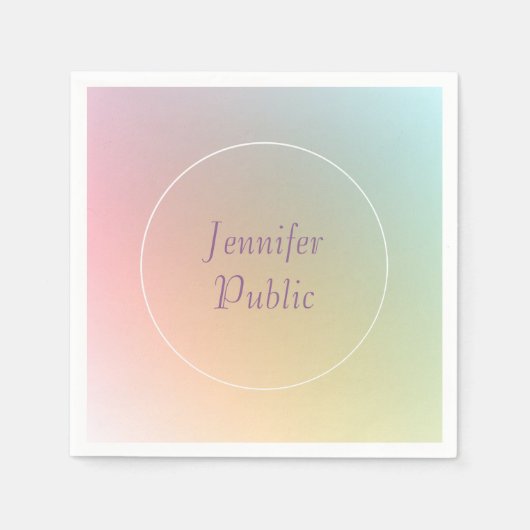 Serviette En Papier Modèle de calligraphie couleur élégant (Devant)