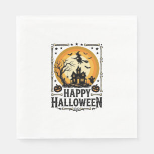 Serviette En Papier Modèle de chemise vintage Bonne Halloween Sorcière