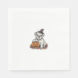 Serviette En Papier Modèle de citrouille bouledogue Halloween gravé vi