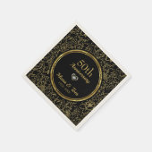 Serviette En Papier Modèle de Damas Floral Or (Coin)