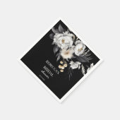 Serviette En Papier Modèle de douche nuptiale en boho noir et blanc (Coin)