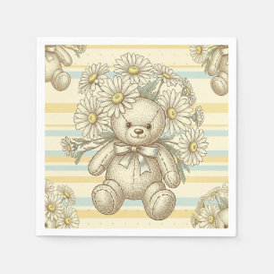 Serviette En Papier Modèle de jardin de marguerites Ourson (1)