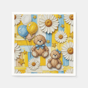 Serviette En Papier Modèle de jardin de marguerites Ourson (11)