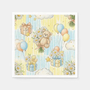 Serviette En Papier Modèle de jardin de marguerites Ourson (3)