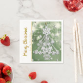 Serviette En Papier Modèle de l'ornement d'arbre de Noël blanc (En situation)