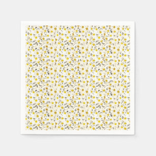 Serviette En Papier Modèle de marguerites moderne élégant jaune blanc
