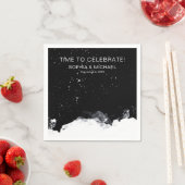 Serviette En Papier Modèle de mariage personnalisé Noir et blanc Neige (En situation)