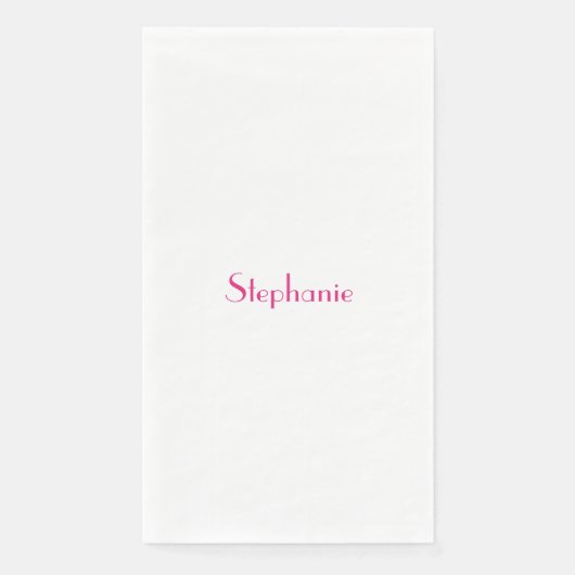 Serviette En Papier Modèle de monogramme de nom Rose Blanc Personnalis (Devant)