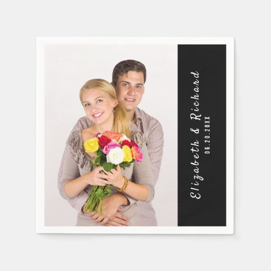 Serviette En Papier Modèle de nom photo personnalisé Couples (Devant)