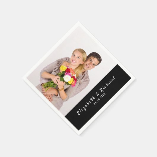 Serviette En Papier Modèle de nom photo personnalisé Couples (Coin)