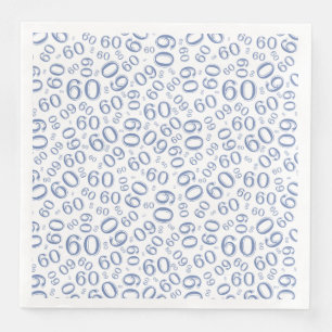 Serviette En Papier Modèle de nombre aléatoire 60 ans Bleu/Blanc