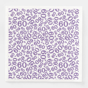 Serviette En Papier Modèle de nombre aléatoire 60 ans Violet/Blanc