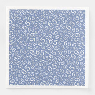 Serviette En Papier Modèle de nombre aléatoire 65e âge bleu/blanc