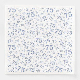 Serviette En Papier Modèle de nombre aléatoire 75e âge bleu/blanc
