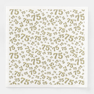 Serviette En Papier Modèle de nombre aléatoire 75e âge or/blanc