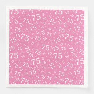 Serviette En Papier Modèle de nombre aléatoire 75e âge Rose/Blanc