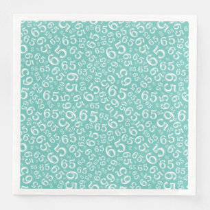 Serviette En Papier Modèle de nombre aléatoire de la 65e année Teal/Bl