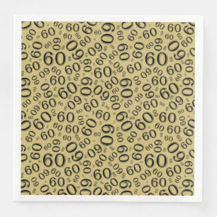 Serviette En Papier Modèle de nombre aléatoire de l'âge 60 Or/Noir