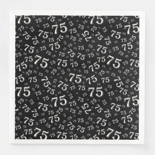 Serviette En Papier Modèle de nombre aléatoire de l'âge 75 Noir et Bla